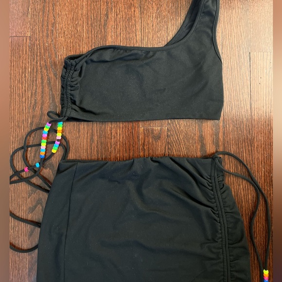 White Fox Two-Piece Beaded Black Set - Picture 2 of 5